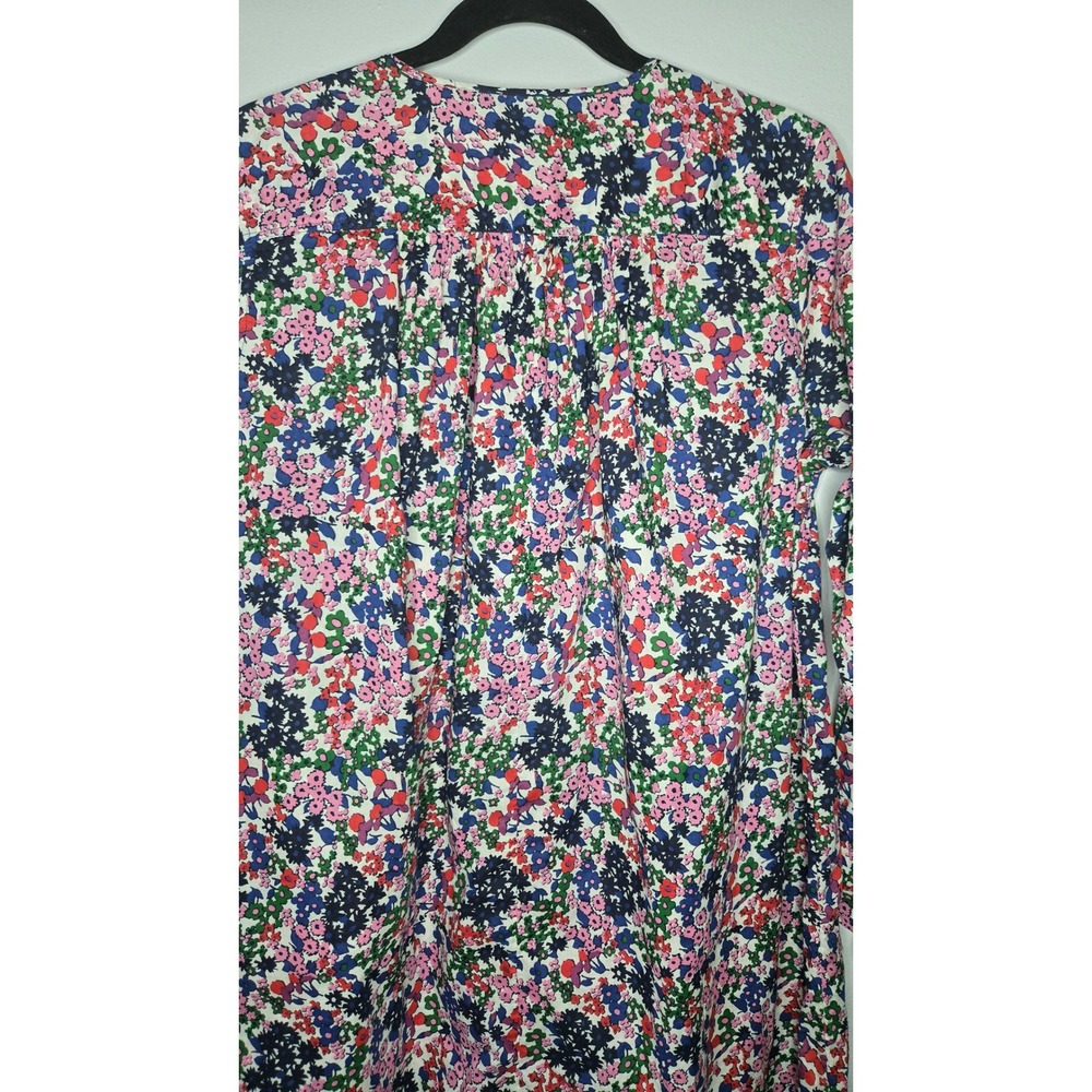 J.Crew Women's Medium Cotton Floral Midi Dress Long Sleeve Popover Multicolor - Picture 5 of 8